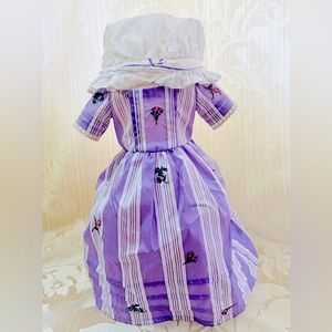 American Girl Doll  FELICITY TRAVEL Gown Dress Purple and White